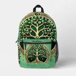 Mochila Impresa El árbol de la vida con nudos celtas.