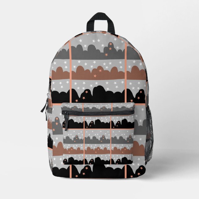 Mochila Impresa El cielo estrellado y los árboles abstractos (Anverso)