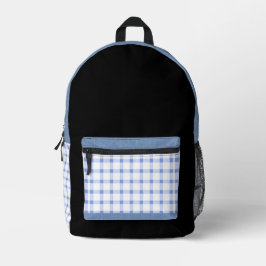 Mochila Impresa El Clásico Moderno — Gingham Azul y Blanco