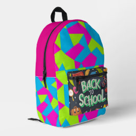 Mochila Impresa El color índigo verde rosado vuelve a la escuela