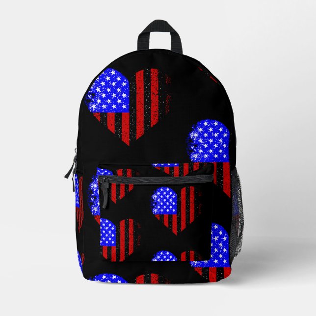 Mochila Impresa el corazón de la bandera de los estados unidos (Anverso)