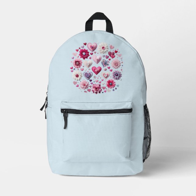 Mochila Impresa El día de San Valentín floral Corazón (Anverso)