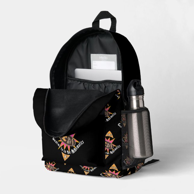 Mochila Impresa El genio está en las matemáticas (Esquina trasera derecha (abierta))