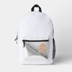 Mochila Impresa el mono come plátano bajo el parche