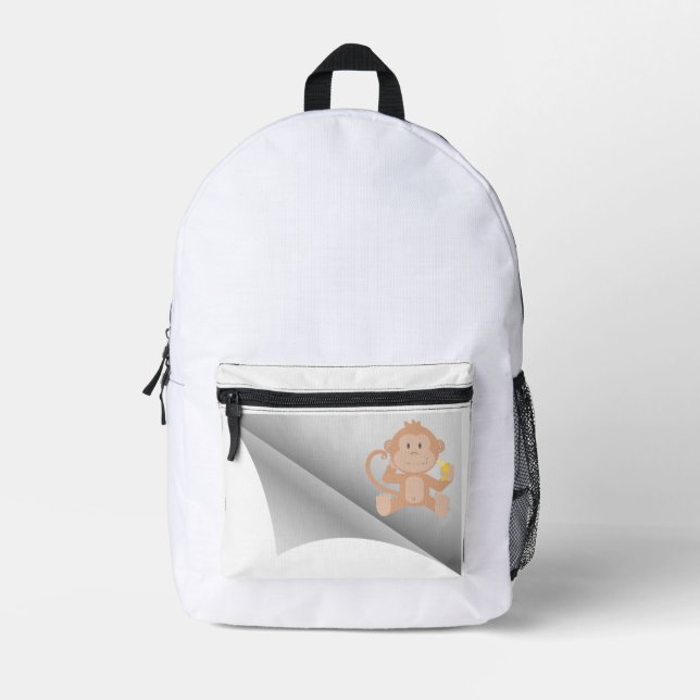 Mochila Impresa el mono come plátano bajo el parche (Anverso)
