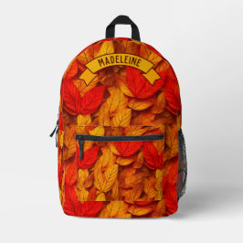 Mochila Impresa El Otoño Sale En Rojo Y Naranja Con Su Nombre