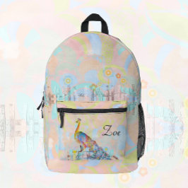 Mochila Impresa El pavo real majestuoso sobre una valla - personal