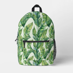 Mochila Impresa El vibrante plátano verde deja un patrón acuarela