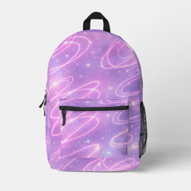 Mochila Impresa Electric pink neon scribbles AI art  (Anverso)