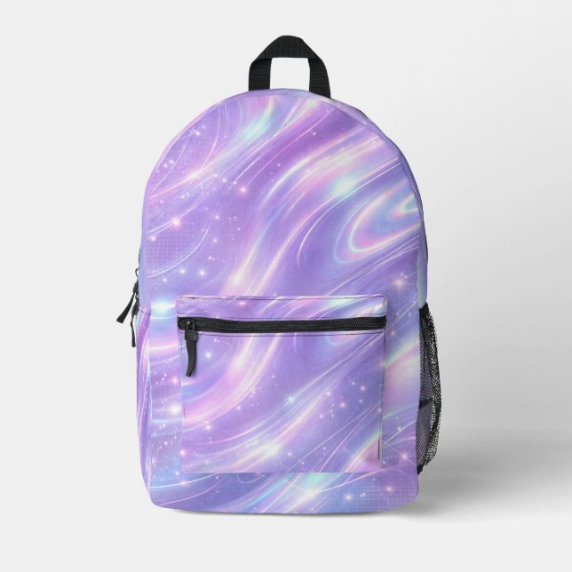 Mochila Impresa Electric purple neon patterns AI art  (Anverso)