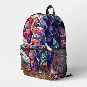 Mochila Impresa Elefante caprichoso en la noche Estrellas moradas 