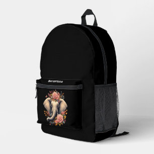 Mochila Impresa elefante colorido con diseños florales