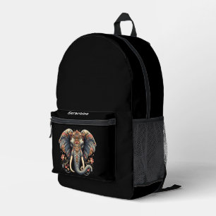 Mochila Impresa Elefante con intrincados diseños florales