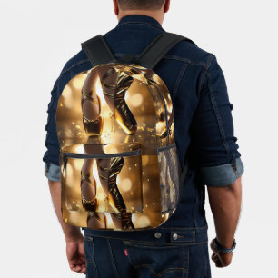 Mochila Impresa Elegancia Dorada: Zapatos de Bailarina sobre Bokeh