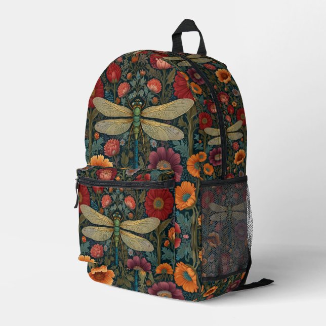 Mochila Impresa Elegant art nouveau Autumn floral Dragonfly (Esquina derecha trasera )