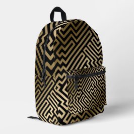 Mochila Impresa Elegant Gold Maze Geometric Luxury Design