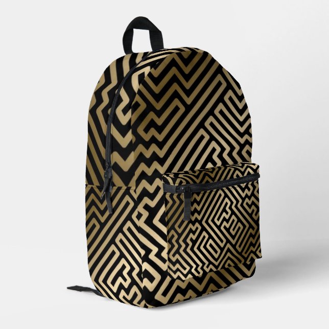 Mochila Impresa Elegant Gold Maze Geometric Luxury Design (Esquina izquierda trasera)