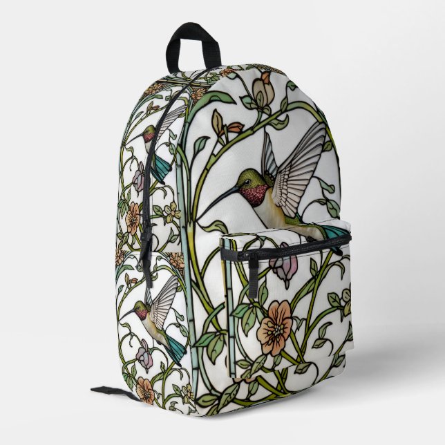 Mochila Impresa Elegant hummingbird artwork botanical boho chic (Esquina izquierda trasera)