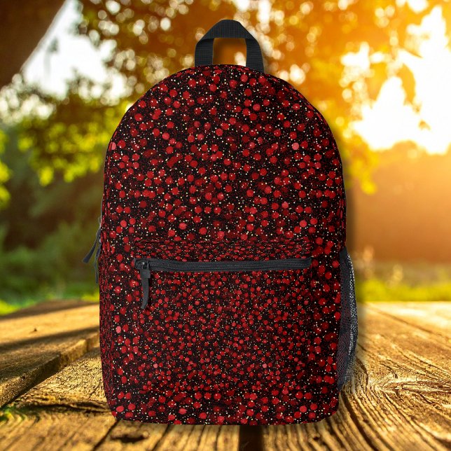 Mochila Impresa Elegant Red Confetti on Black Glitter Style (Subido por el creador)