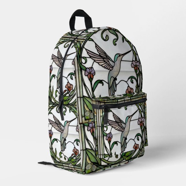 Mochila Impresa Elegant stain glass art nouveau hummingbird (Esquina izquierda trasera)