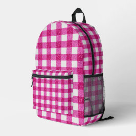 Mochila Impresa Elegant Valentine Pink Glitter Tartan on White