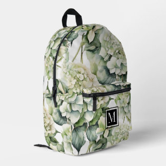 Mochila Impresa Elegante acuarela de color verde blanco hidráneas