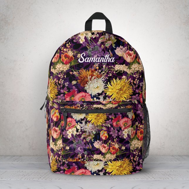 Mochila Impresa Elegante amarillo violeta floral (Subido por el creador)