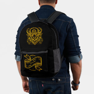 Mochila Impresa Elegante Bison dorado con gafas de sol y Gorra