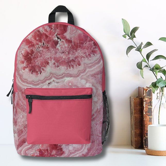 Mochila Impresa Elegante Bonito Agate Chicas rosados (Trendy Stylish Modern Geode Stone Pink Printed Backpack)