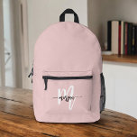 Mochila Impresa Elegante Chica de monograma rosa de vuelta a la es<br><div class="desc">Prepárese para el año escolar con estilo con la elegante mochila impresa del Chica del Monograma Rosa de vuelta a la escuela. Esta vibrante mochila rosa presenta un diseño monocasco moderno que le aporta un toque personal. Diseñado a partir de materiales duraderos, tiene mucho espacio para libros, cuadernos y todos...</div>