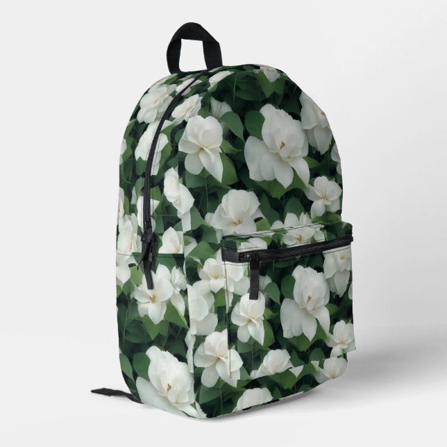 Mochila Impresa Elegante clásico verde botánico floral (Esquina izquierda trasera)