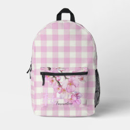 Mochila Impresa Elegante cuadros rosa blanco personalizar flor de 