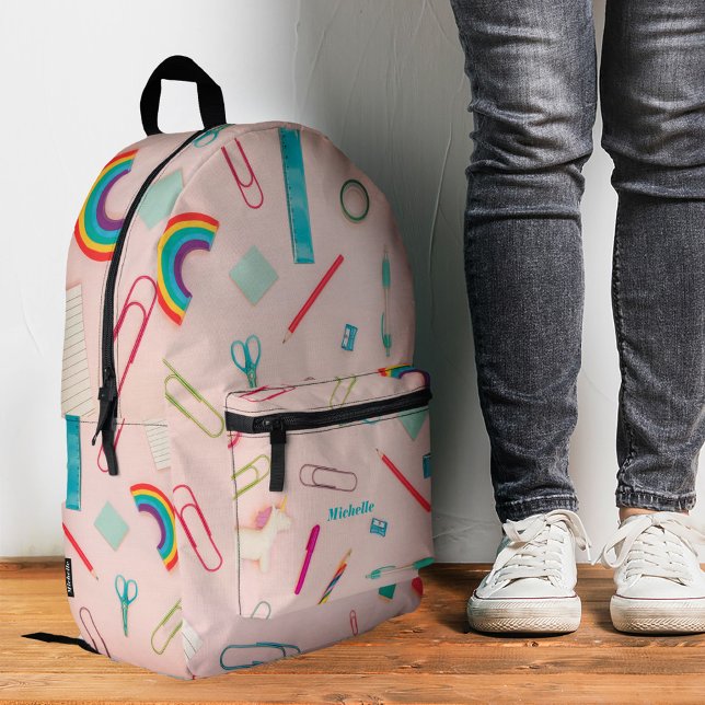 Mochila Impresa Elegante de vuelta a la escuela proviene del arcoi (Stylish Back to School Supplies Rainbow Pink Printed Backpack
)