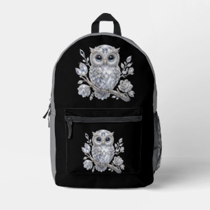 Mochila Impresa Elegante Deco Noche Mágica Botánica de Búho de Pla