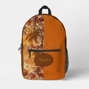 Mochila Impresa Elegante,Día de Acción de Gracias,Hojas de Otoño,R