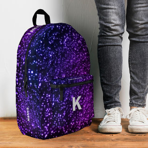 Mochila Impresa Elegante espacio de neón rosa azul Vía Láctea Inic
