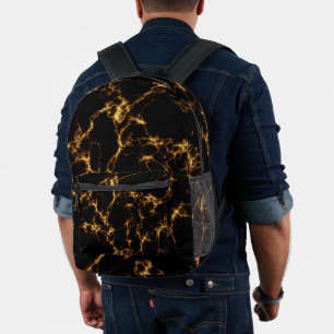 Mochila Impresa Elegante estilo de mármol3 - Oro negro
