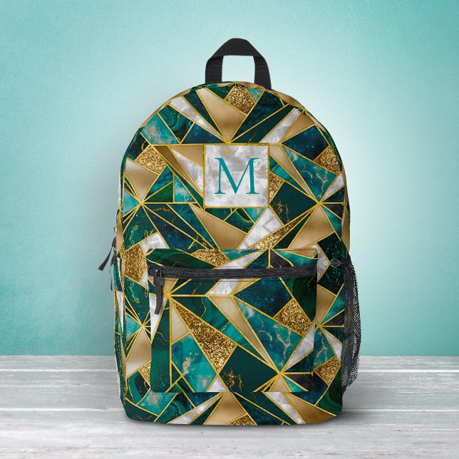 Mochila Impresa Elegante falso oro turquesa geométrico (Subido por el creador)