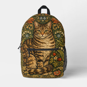 Mochila Impresa Elegante gato vintage floral botánico