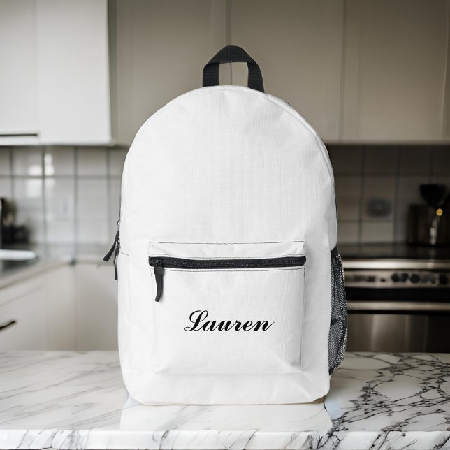 Mochila Impresa Elegante guión negro Minimalista | Blanco (Subido por el creador)