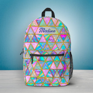 Mochila Impresa Elegante holográfico trendy falso oro geométrico