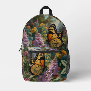 Mochila Impresa Elegante jardín de flores silvestres pastel con ma