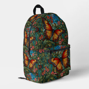 Mochila Impresa Elegante jardín de mariposas de vidrio emplomado