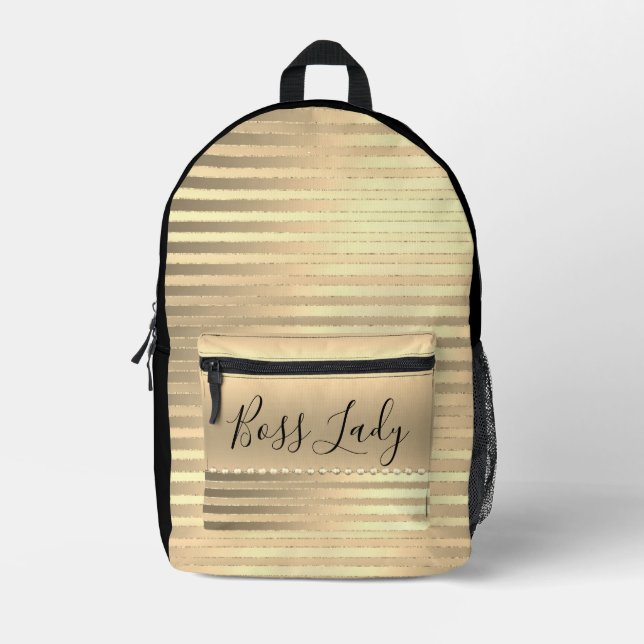 Mochila Impresa Elegante Jefa Dama de Oro (Anverso)