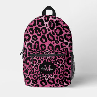 Mochila Impresa Elegante Leopardo de cristal rosado personizado