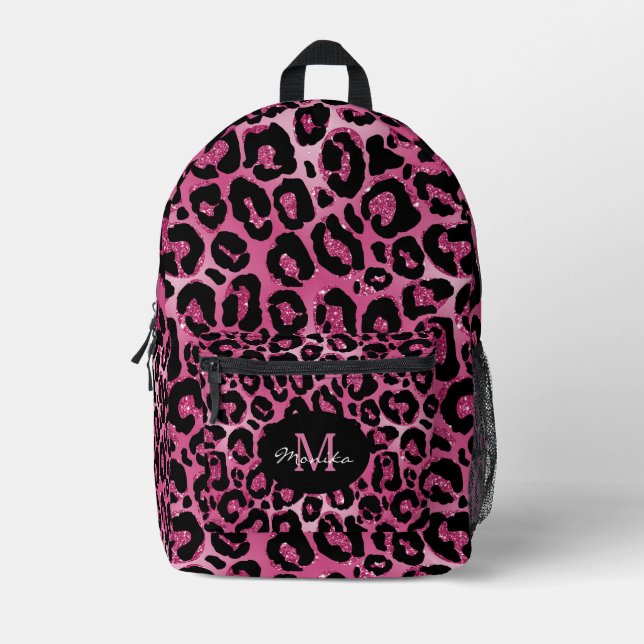 Mochila Impresa Elegante Leopardo de cristal rosado personizado (Anverso)