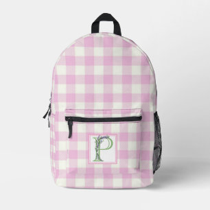 Mochila Impresa Elegante letra en blanco de gingham monograma P