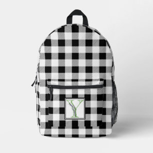 Mochila Impresa Elegante letra en blanco de gingham monograma Y