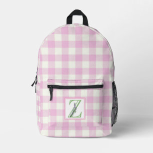 Mochila Impresa Elegante letra en blanco de gingham monograma Z