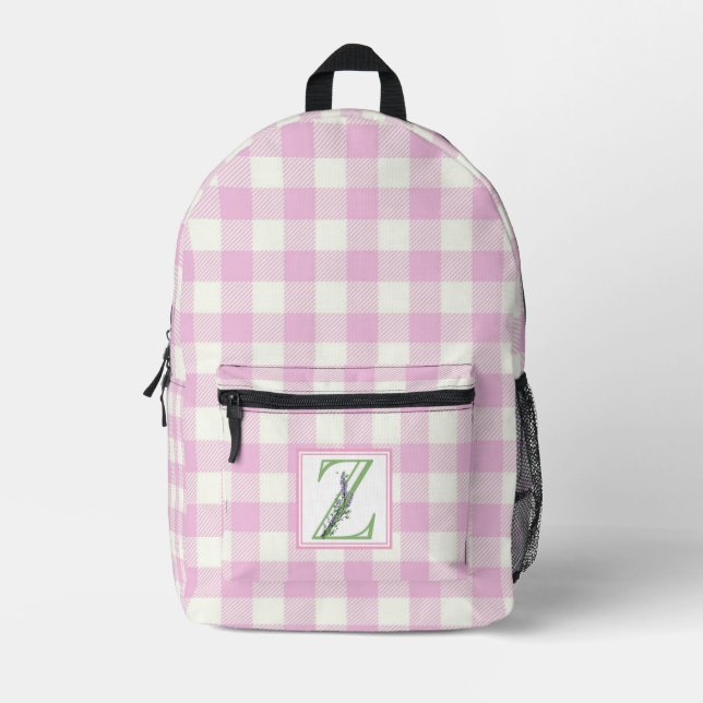 Mochila Impresa Elegante letra en blanco de gingham monograma Z (Anverso)